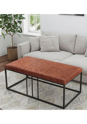 Riley Indoor Brown Faux Leather Multi-Function Entry Bench - Table