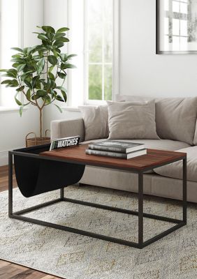 Riley Indoor  Walnut Sofa Table with Metal Frame and Canvas Hanger