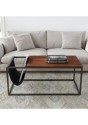 Riley Indoor  Walnut Sofa Table with Metal Frame and Canvas Hanger