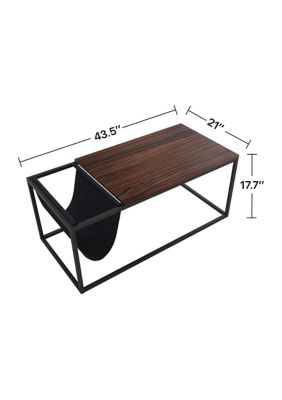 Riley Indoor  Walnut Sofa Table with Metal Frame and Canvas Hanger