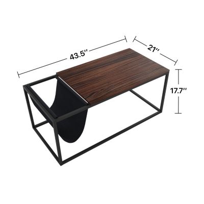 Riley Indoor  Walnut Sofa Table with Metal Frame and Canvas Hanger