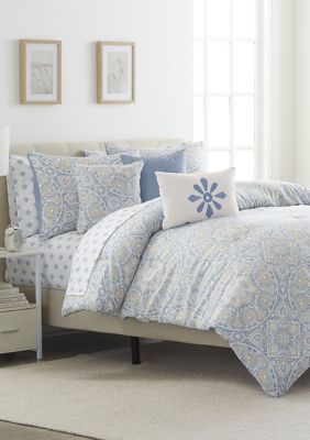 Large Bedding Storage Bags for Comforters Blue Flower Design