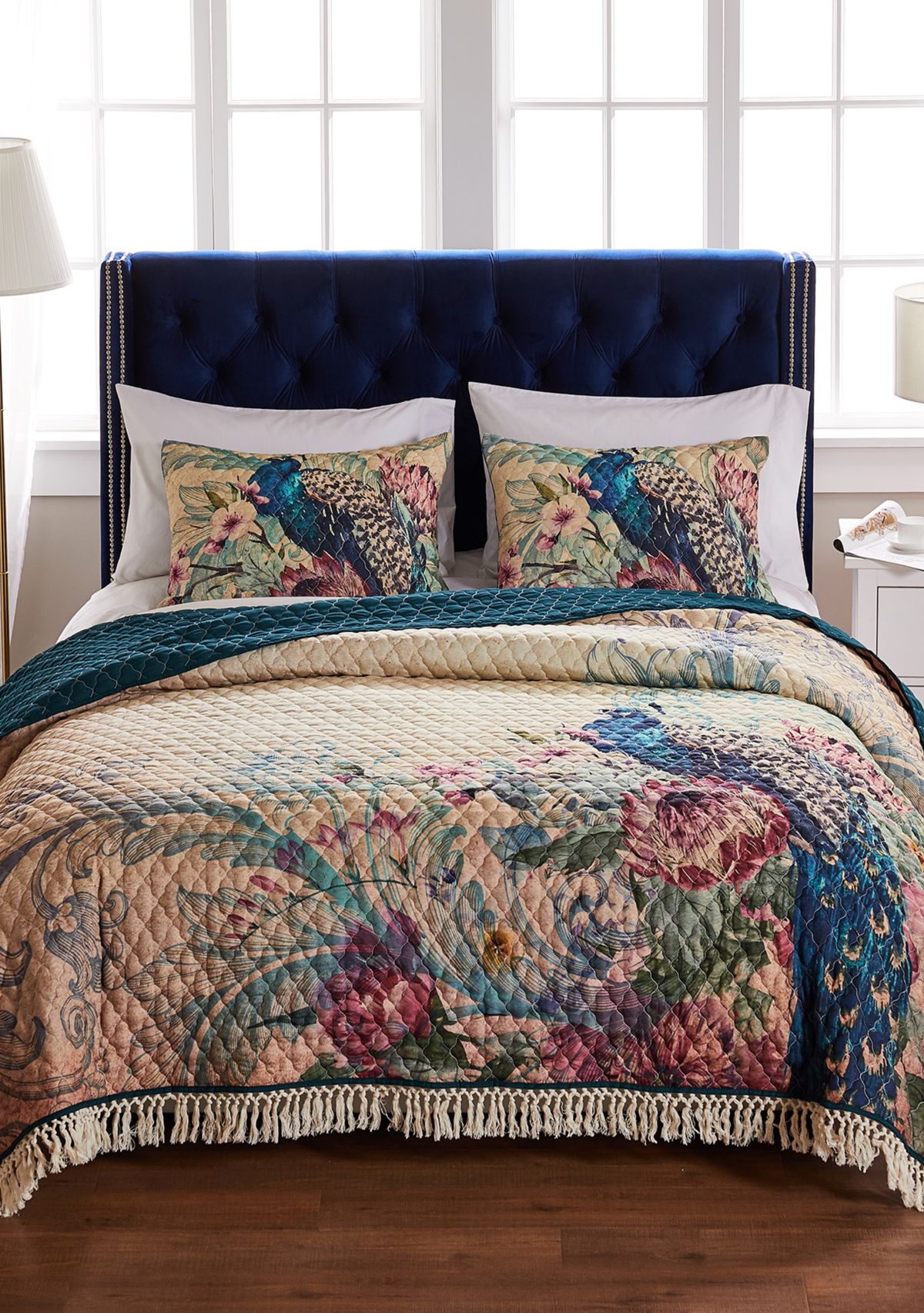 Eden Peacock Quilt and Pillow Sham Set