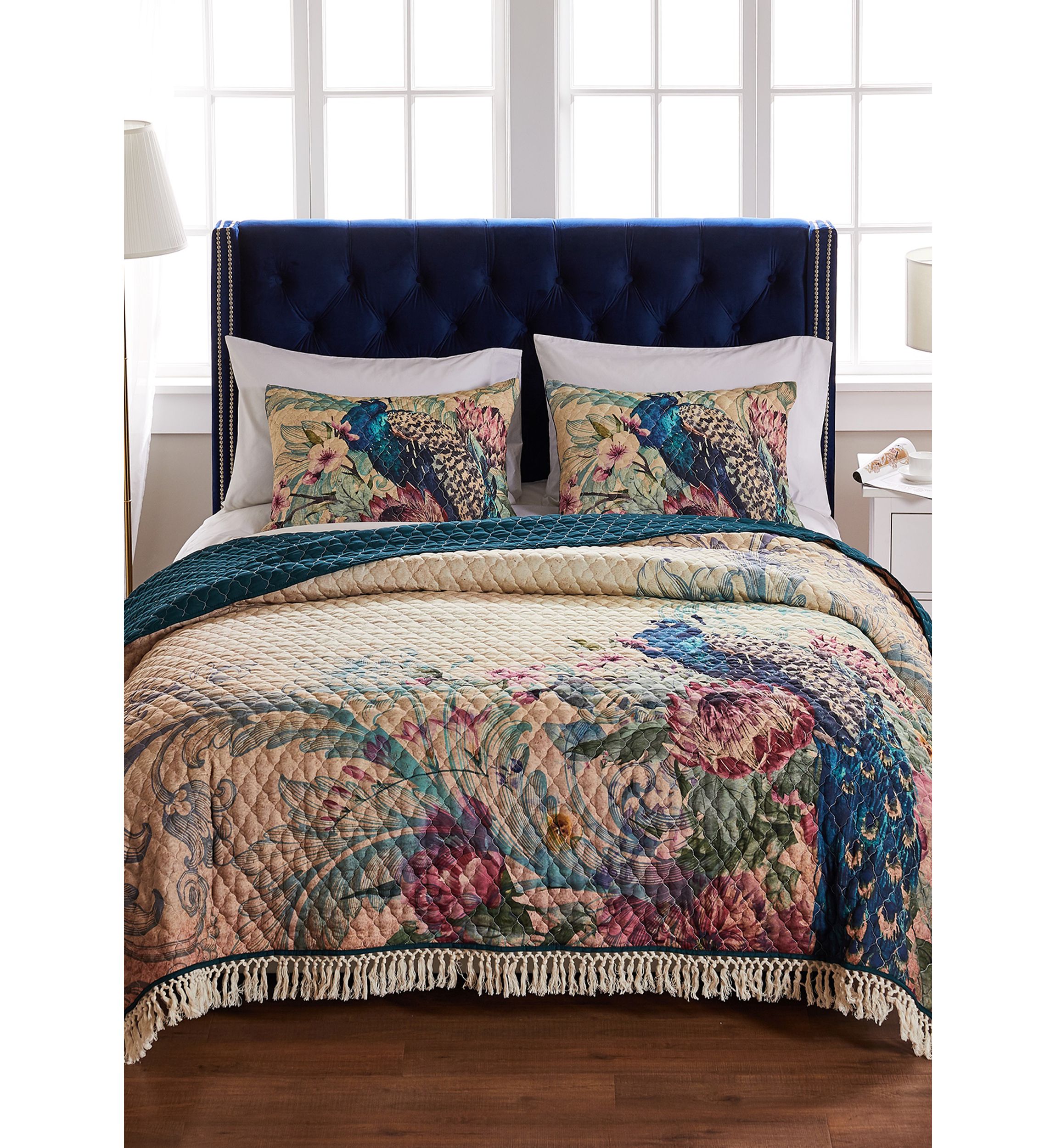 Eden Peacock Quilt and Pillow Sham Set