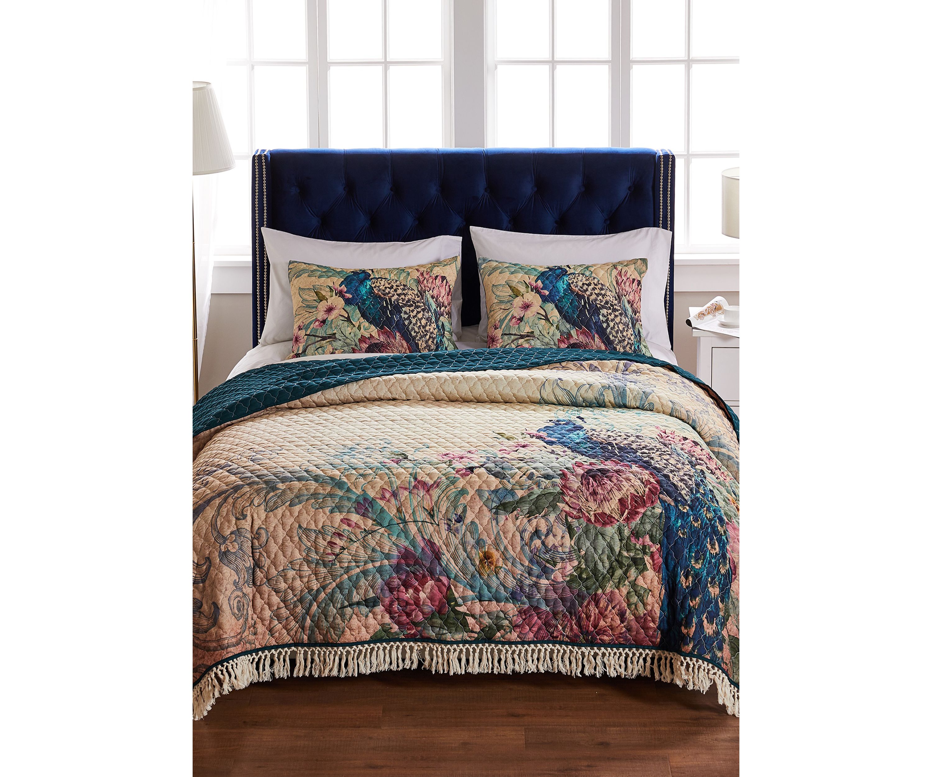 Eden Peacock Quilt and Pillow Sham Set