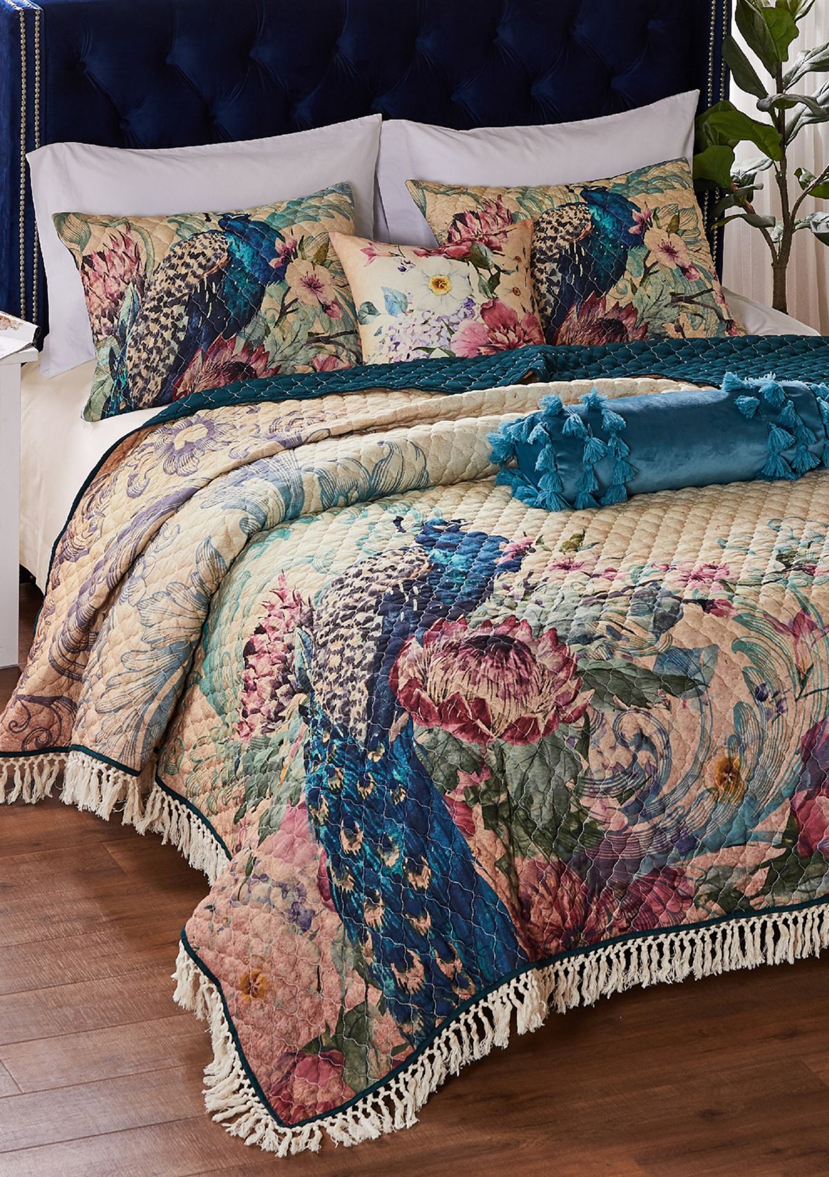 Eden Peacock Quilt and Pillow Sham Set
