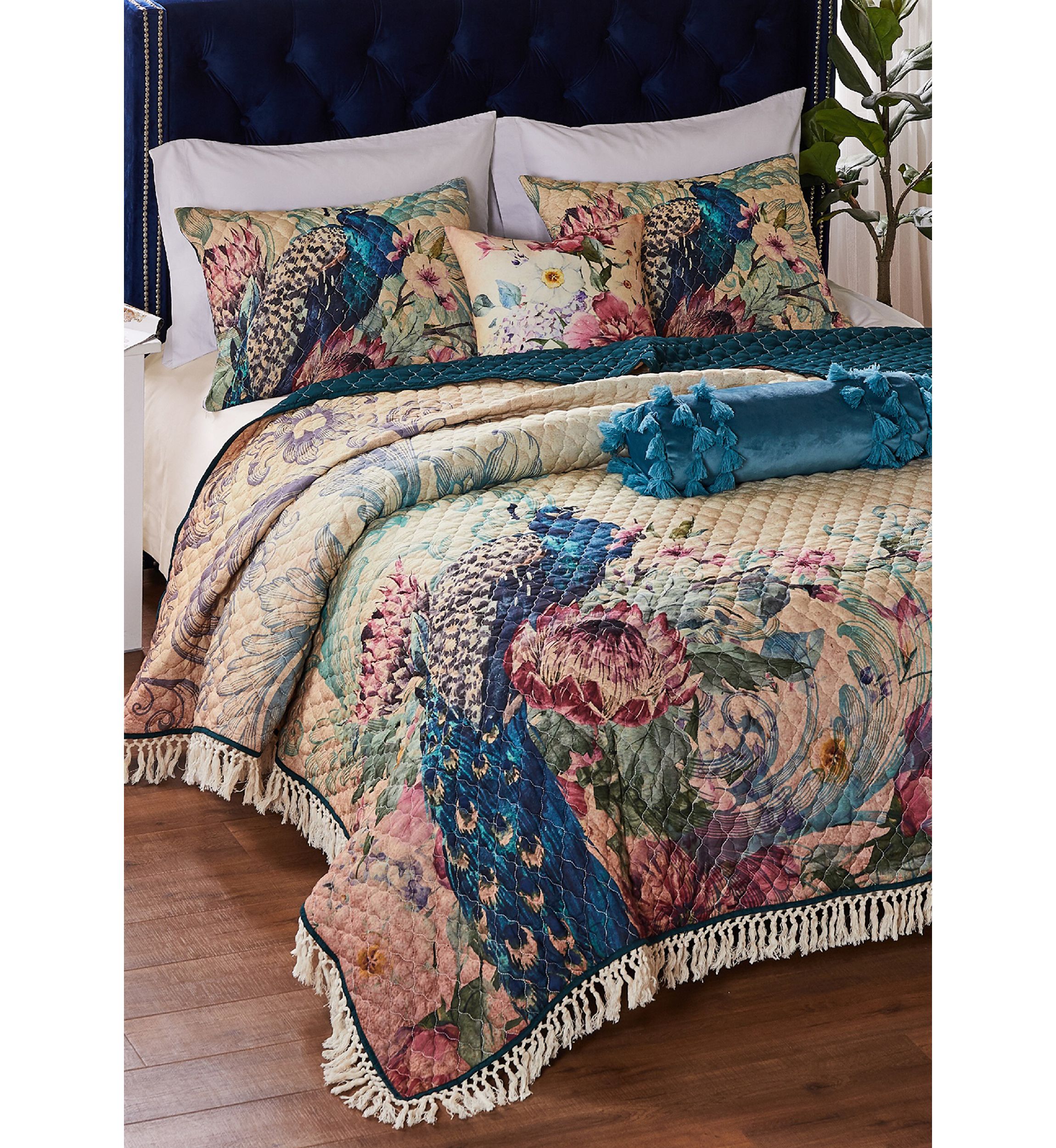 Eden Peacock Quilt and Pillow Sham Set