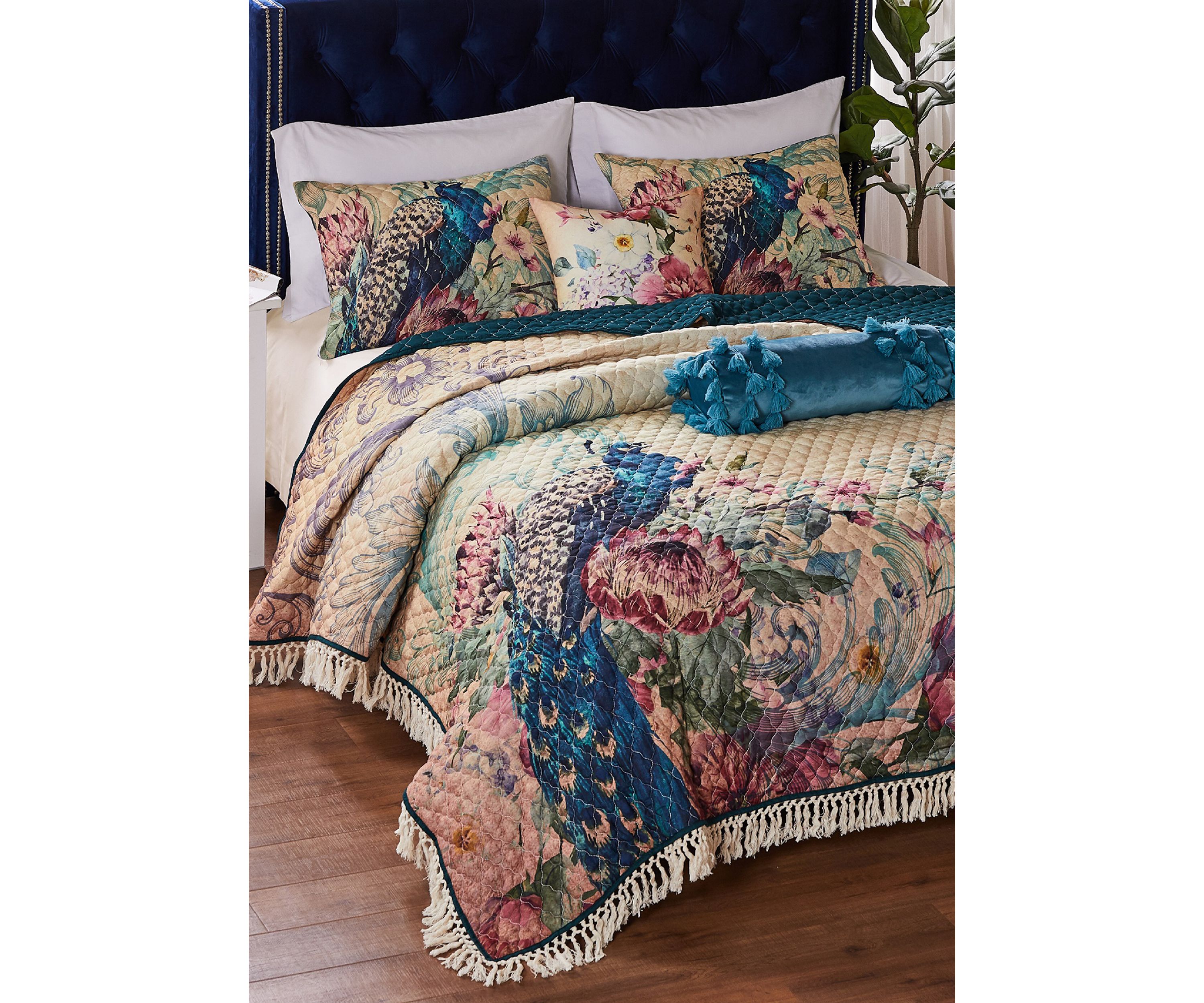 Eden Peacock Quilt and Pillow Sham Set