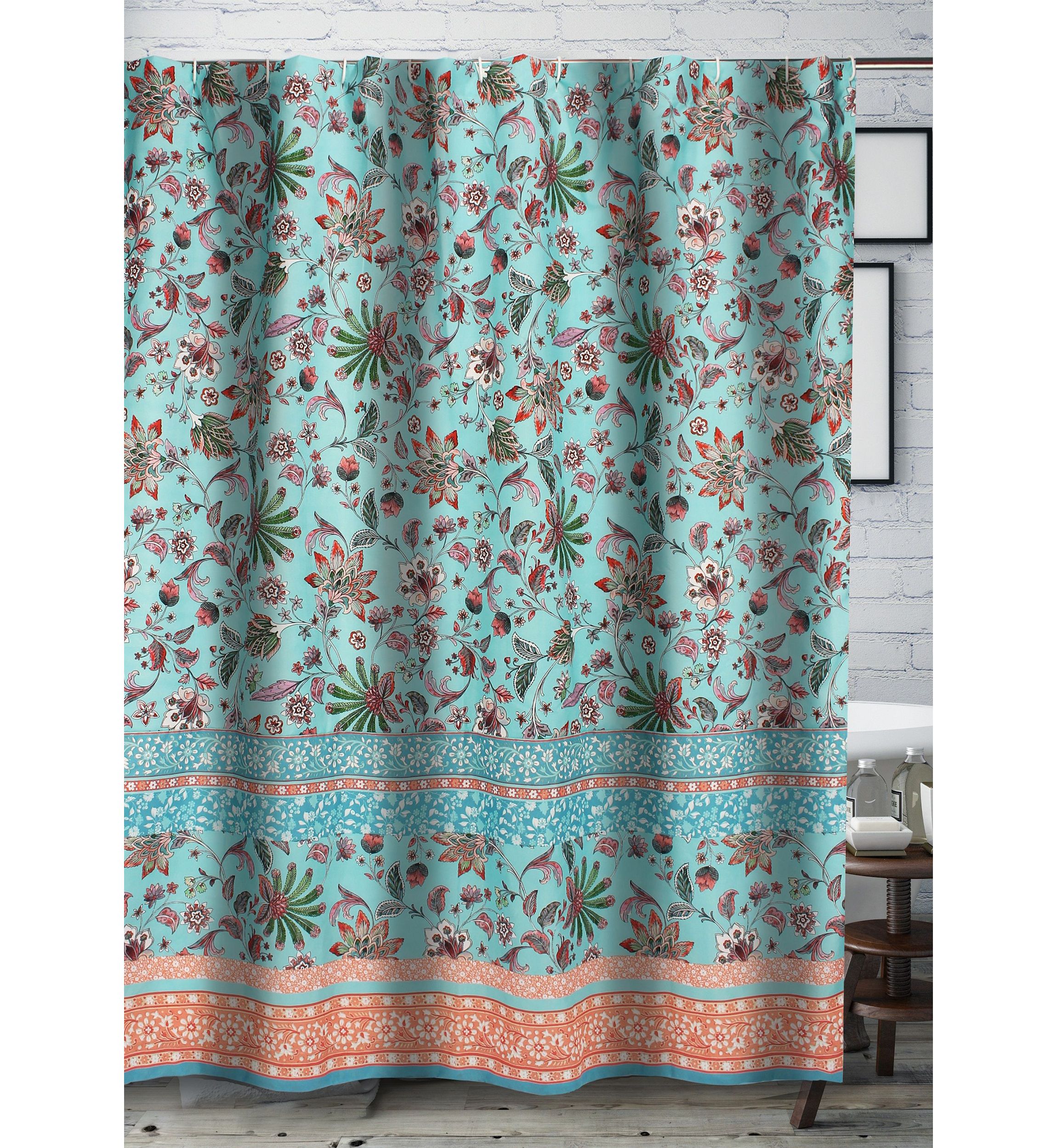 Audrey Turquoise Shower Curtain