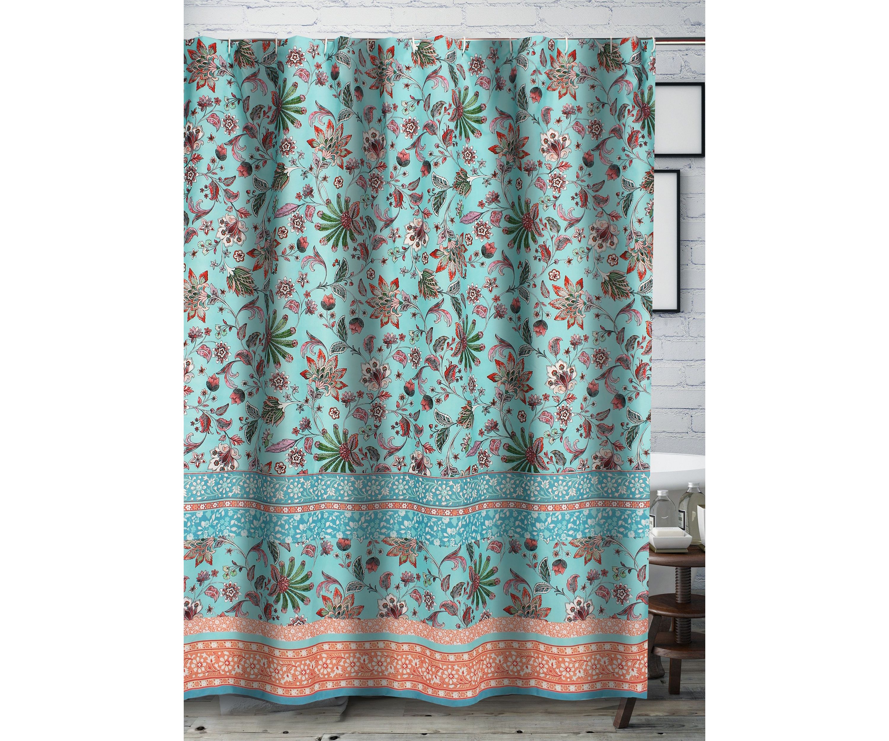 Audrey Turquoise Shower Curtain