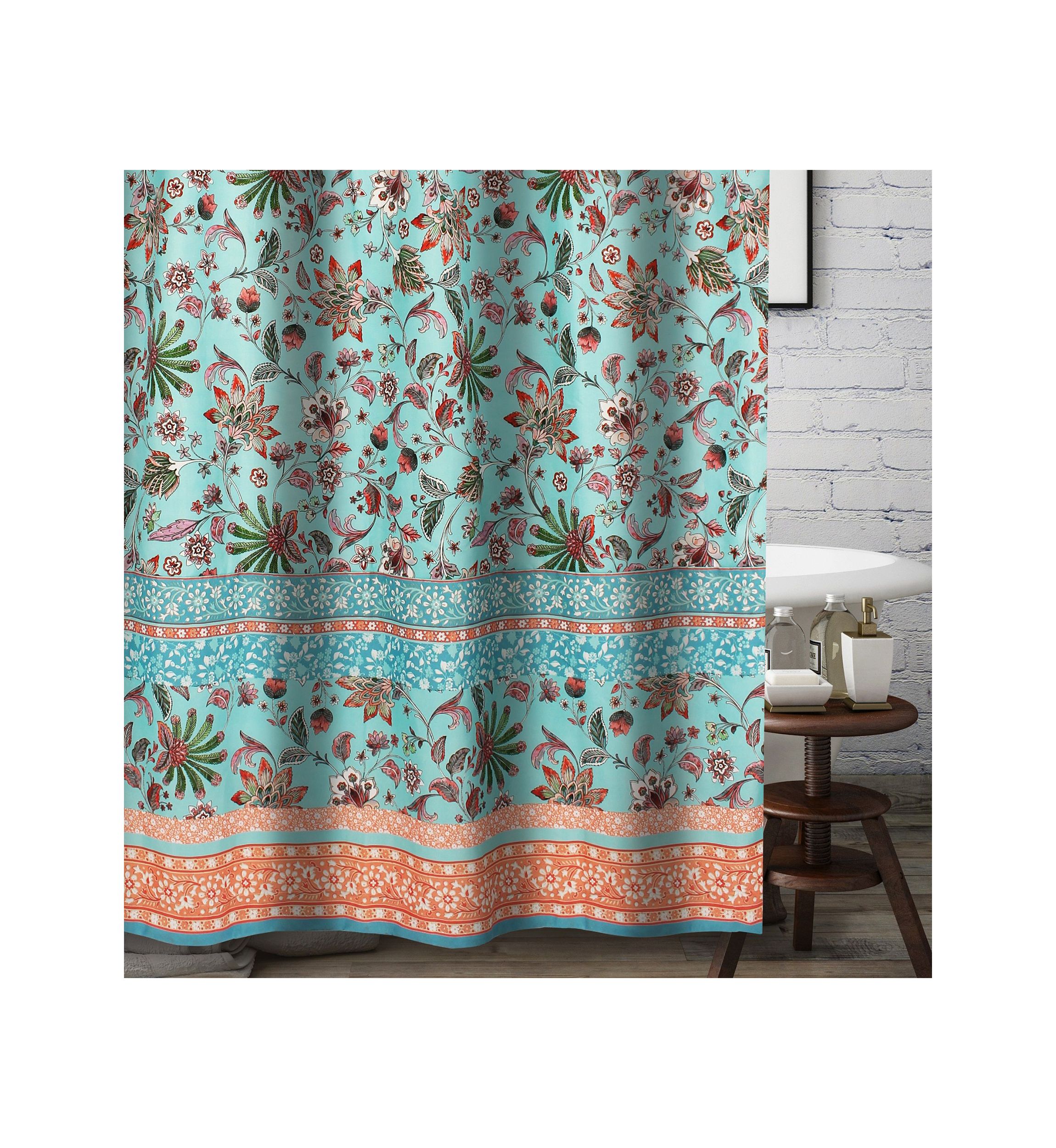 Audrey Turquoise Shower Curtain