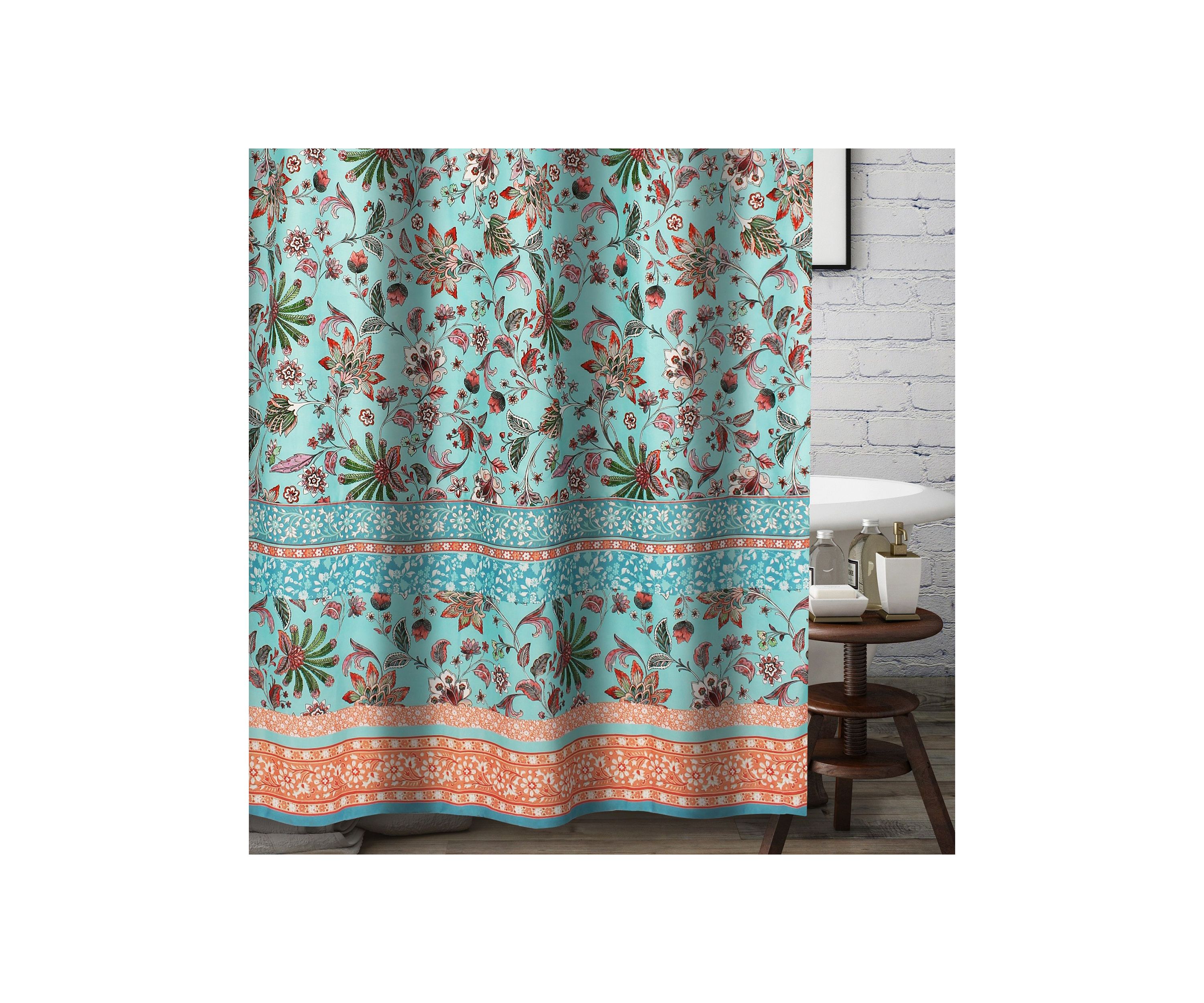 Audrey Turquoise Shower Curtain