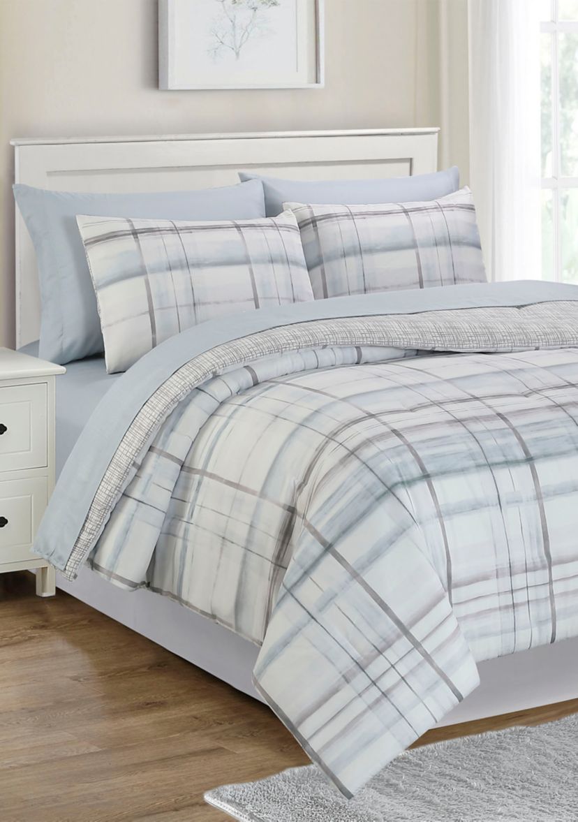 Watercolor Plaid 7 Piece Comforter Set 