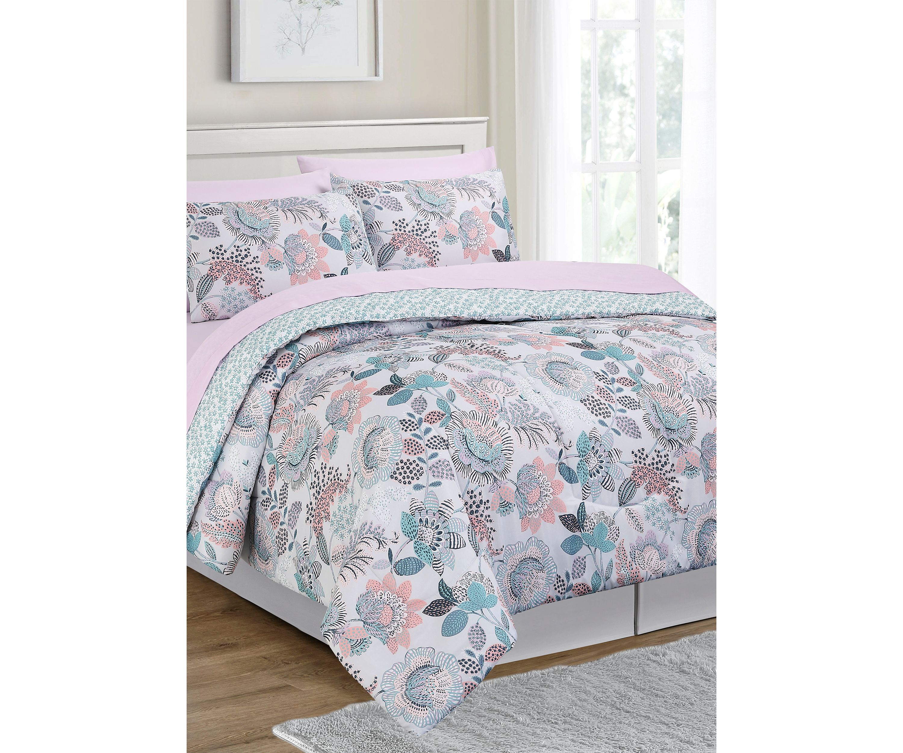 Printed 7 Piece Comforter Set 