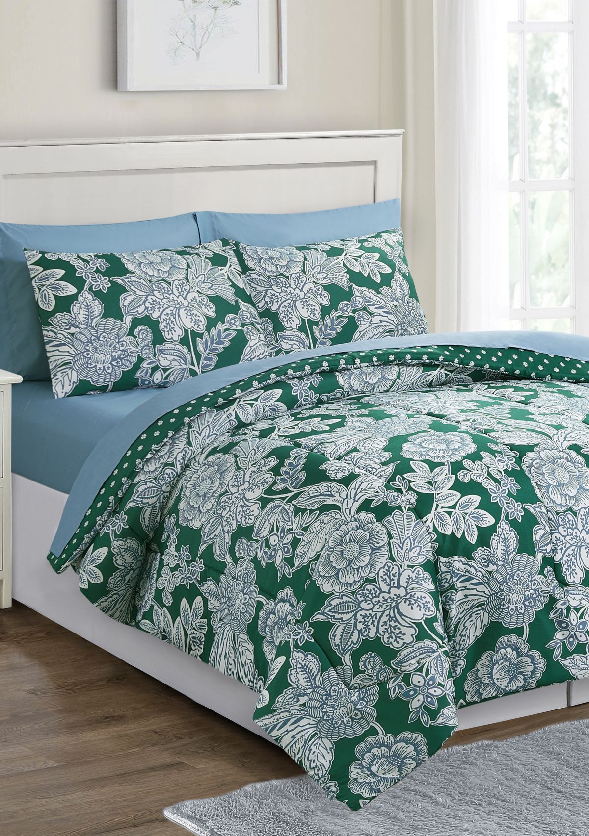 Green Floral Comforter Set