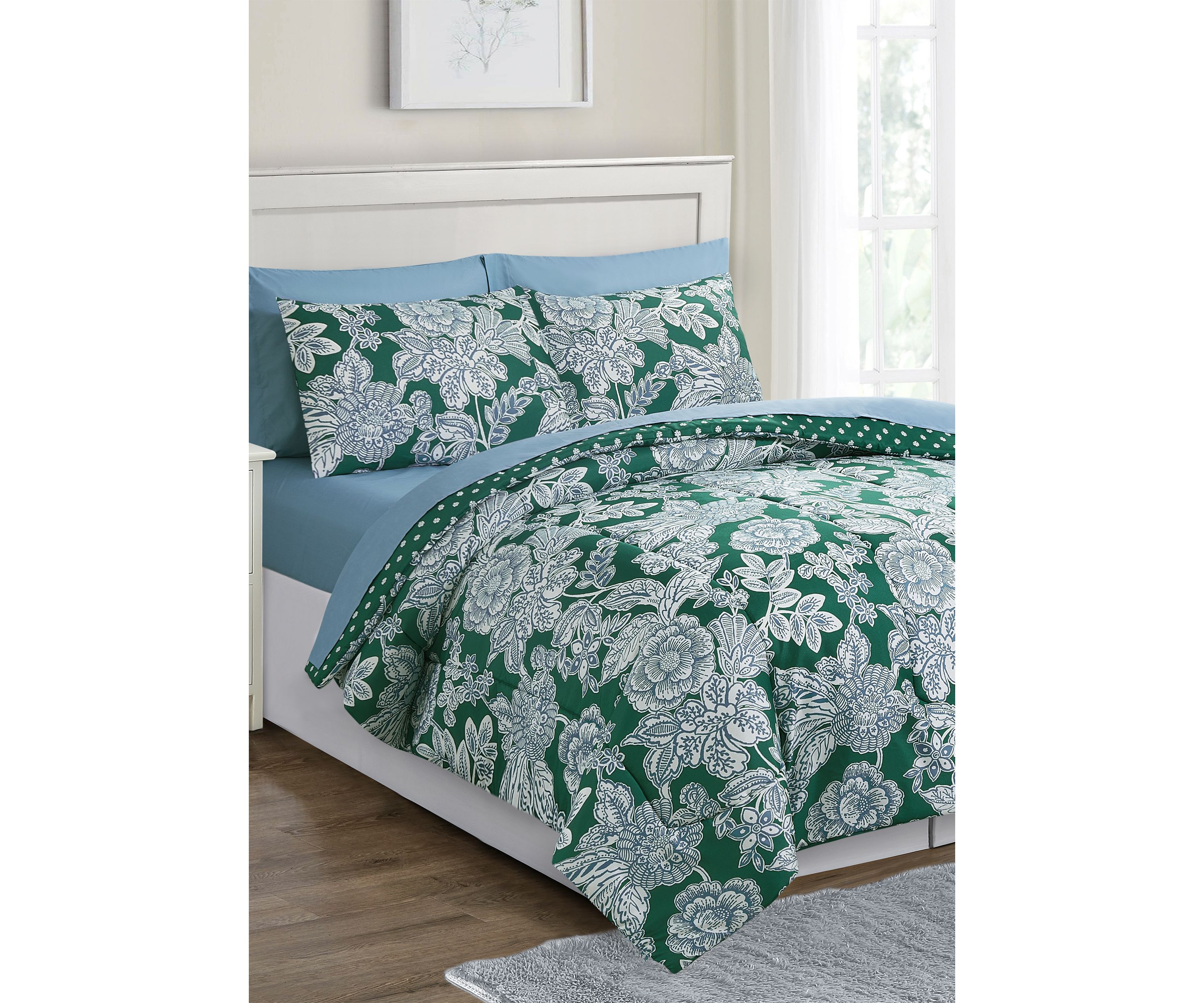 Green Floral Comforter Set