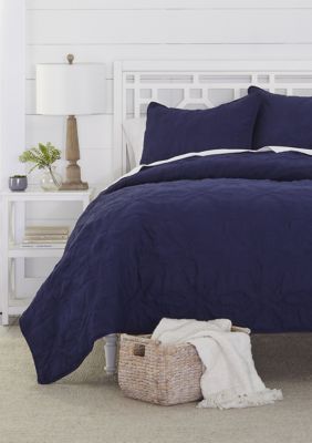 Crown & Ivy Tropical Layla Quilt Set, Navy Blue, Twin