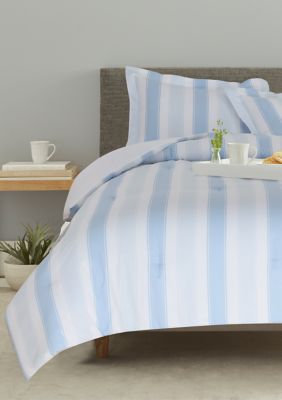 Crown & Ivy Wide Stripe Comforter Set, Blue, Queen