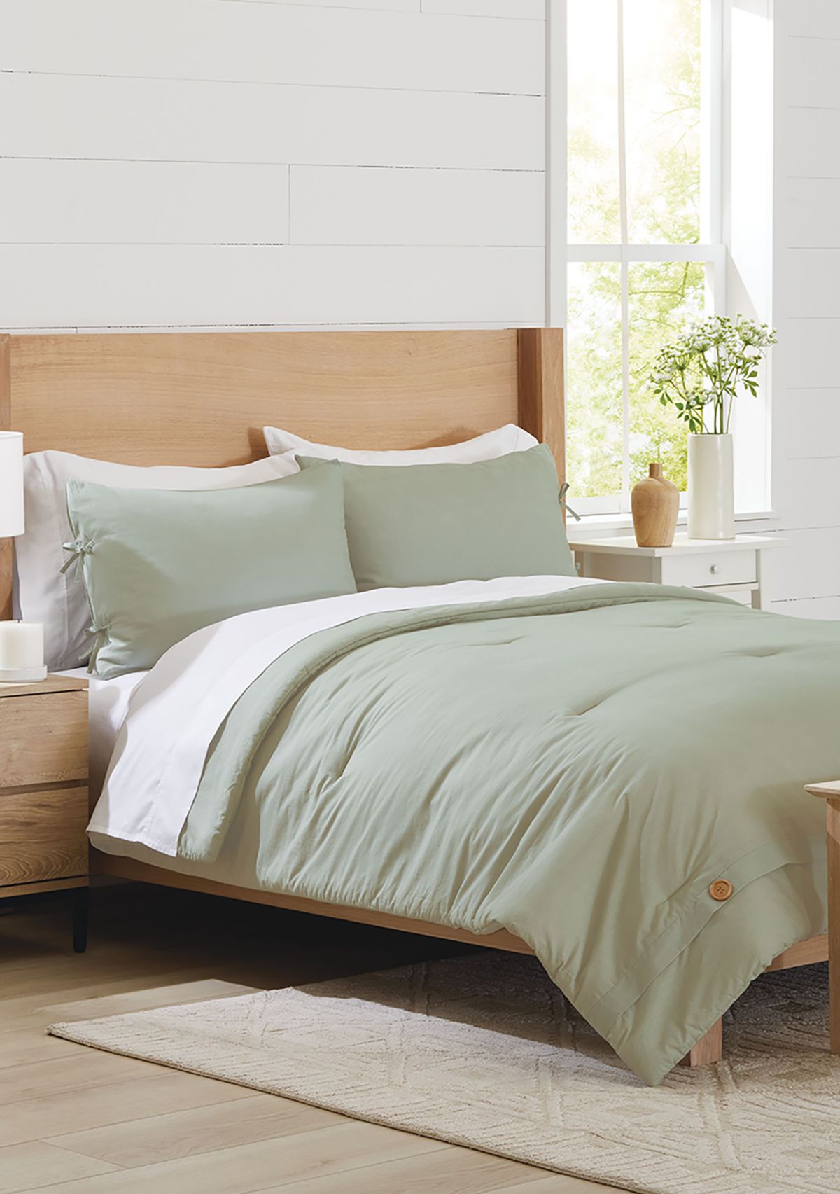 Solid Button 3-Piece Comforter Set 