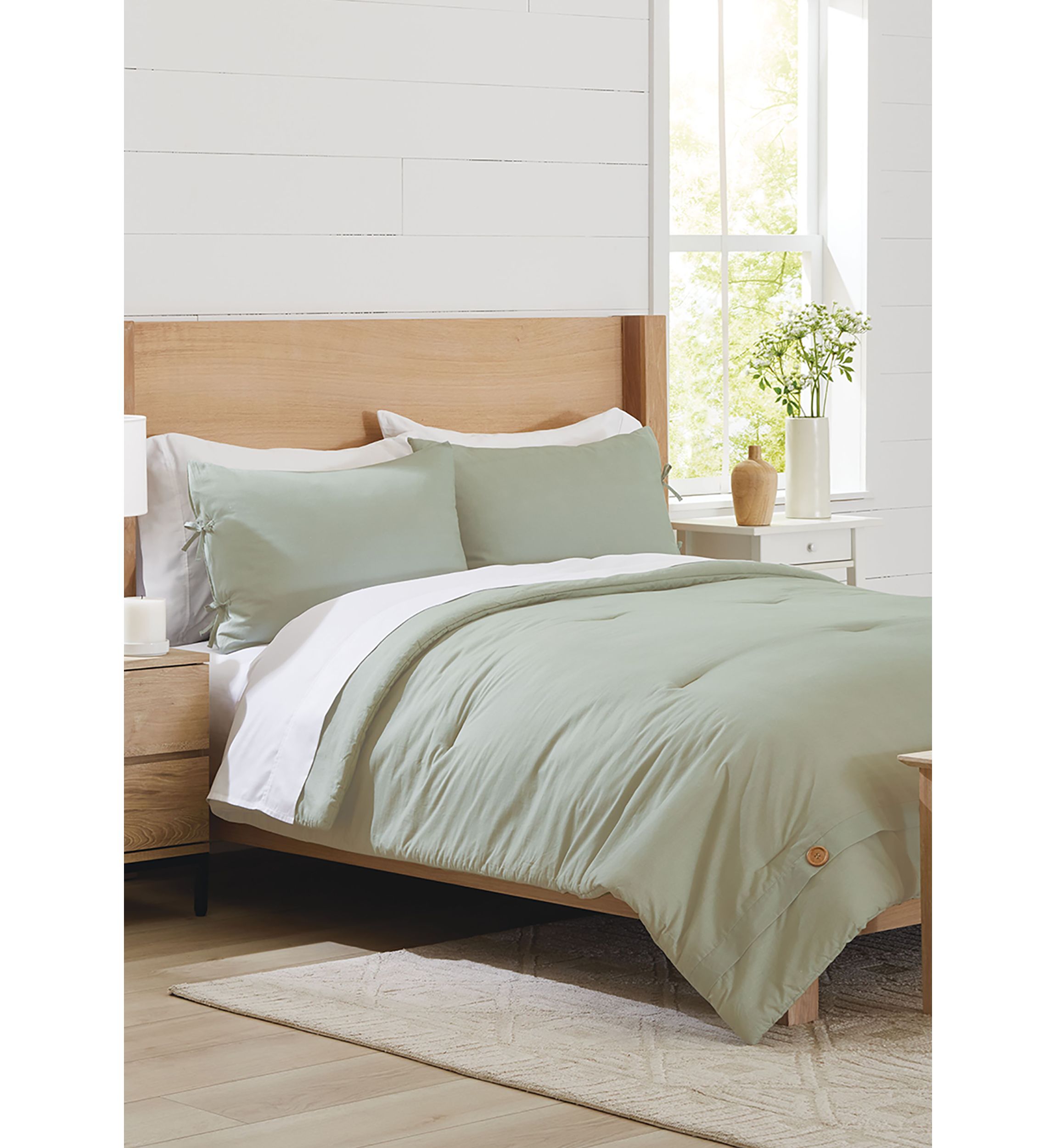 Solid Button 3-Piece Comforter Set 