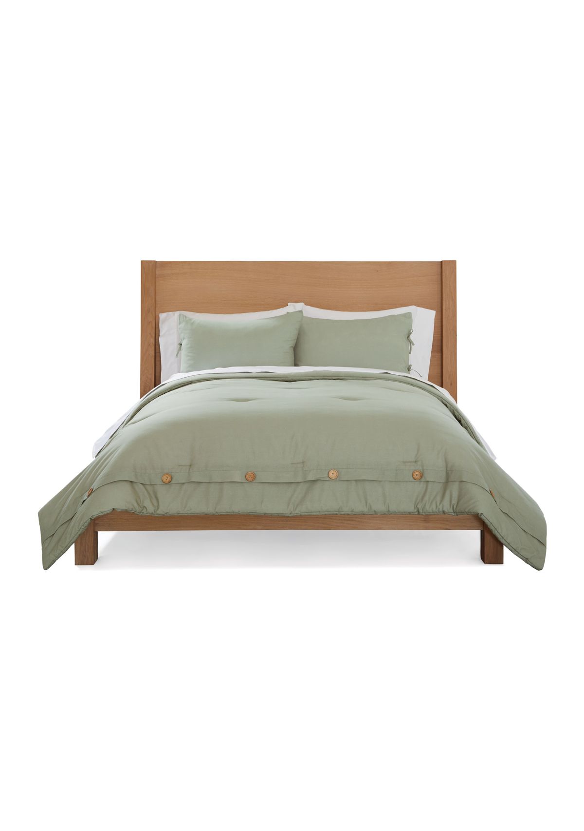 Solid Button 3-Piece Comforter Set 