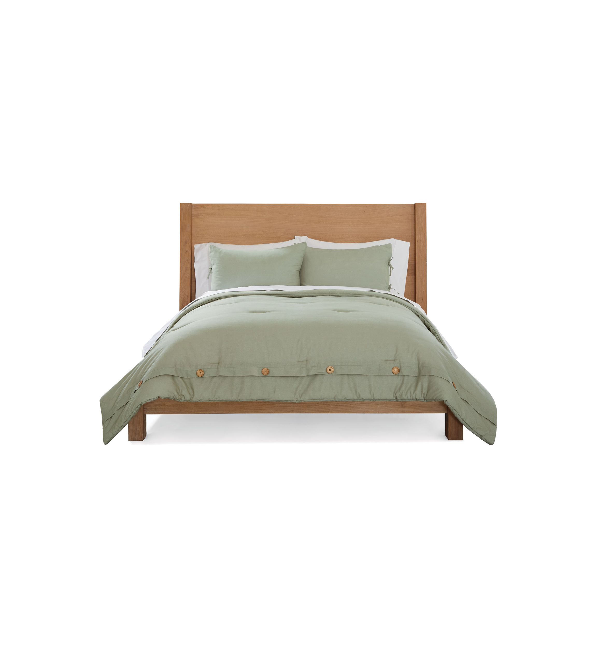 Solid Button 3-Piece Comforter Set 