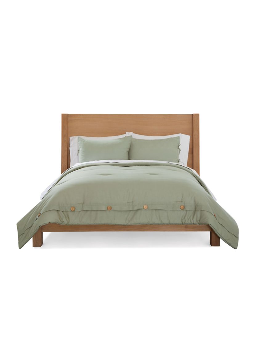 Solid Button 3-Piece Comforter Set 