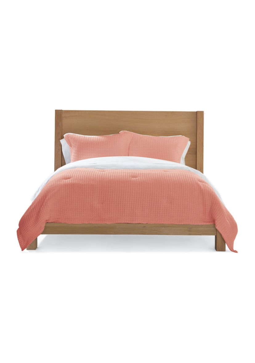 Coral Waffle Comforter Set