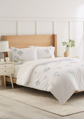 Crown & Ivy Floral Embroidered Comforter Set, White, King
