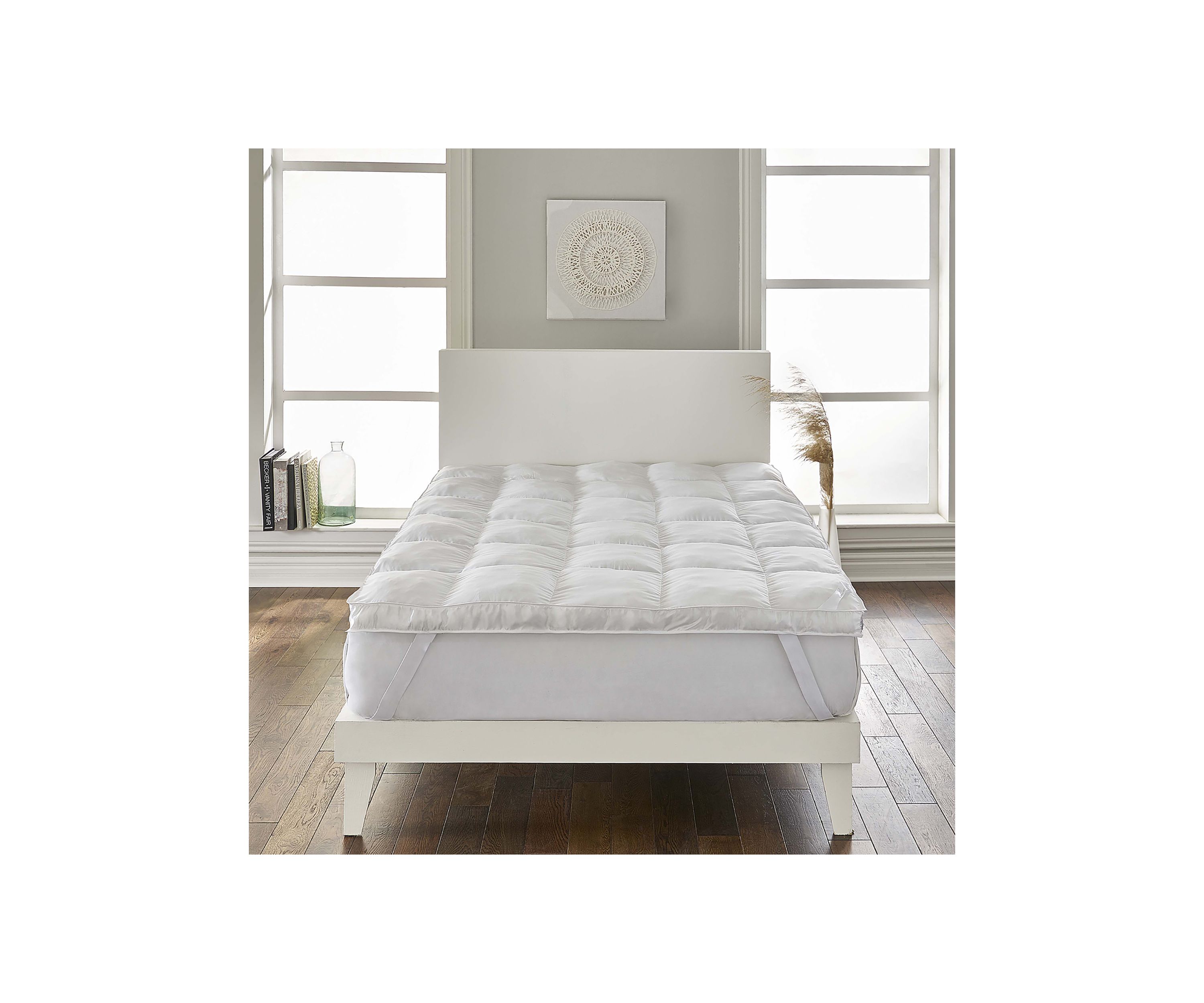 Super Loft 3 Inch Down Alternative Mattress Topper/Fiber Bed with Anchor Bands
