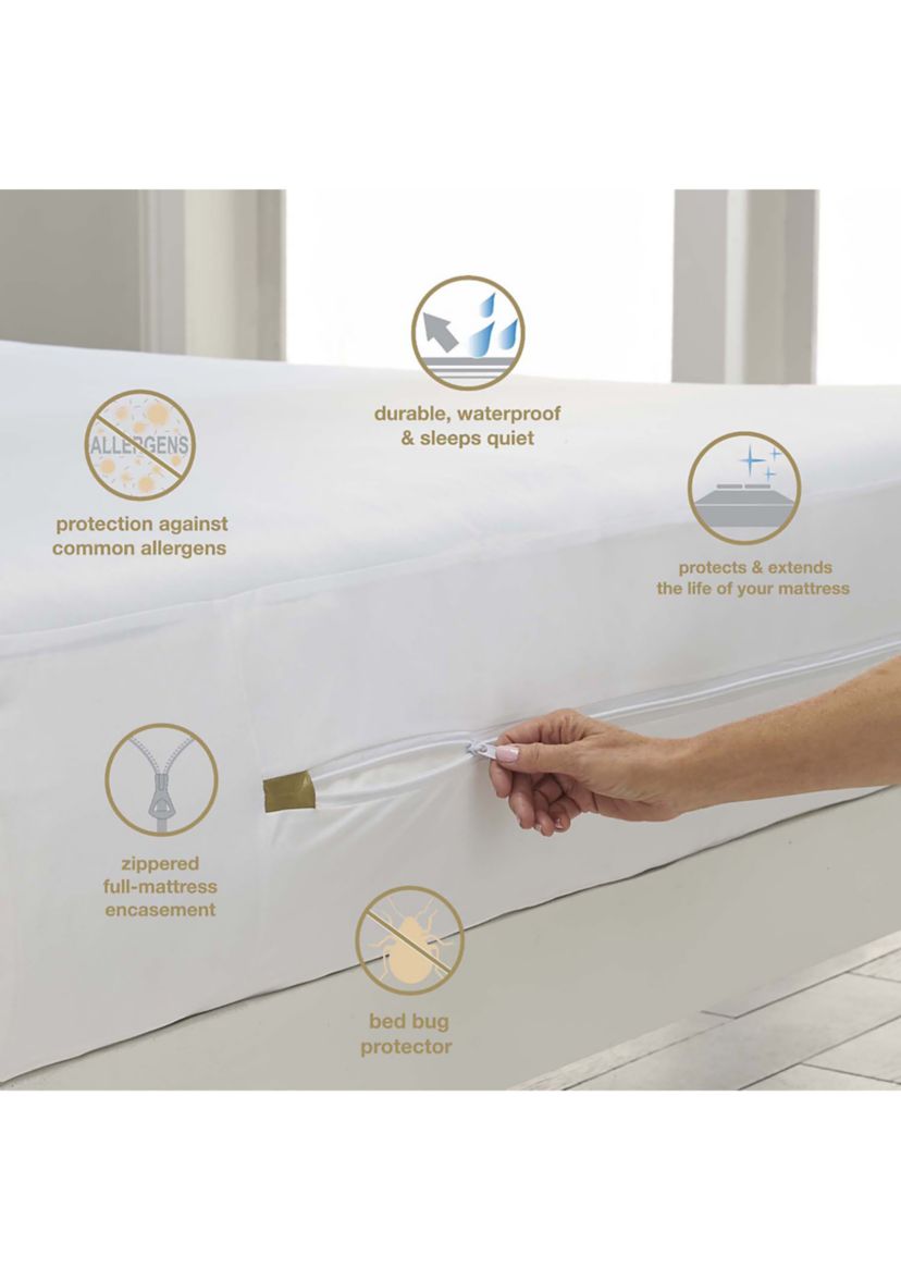 Stretchy Fit Waterproof Mattress Encasement Set for Allergy & Bed Bug Protection with Waterproof Pillow Zipper Protectors 