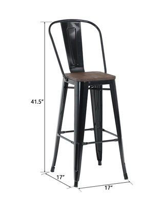 Bar Stools With Wooden Seat, 30 Inch High Counter Stools
