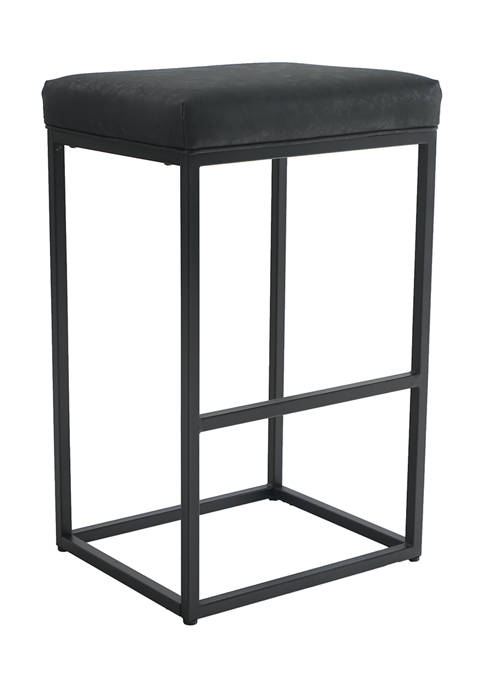 30 Inch Black Faux Leather Counter Bar Stool Without Back