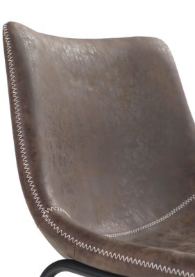 Square PU Leather Counter Brown Bar Stools, Set of 2