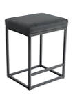 24 Inch Black PU Leather Counter Bar Stools Without Back, Set of 2