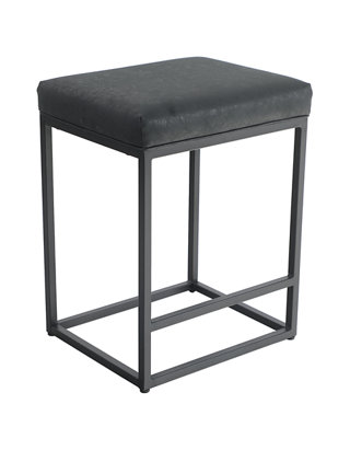 Black Pu Leather Counter Bar Stools, 24 Inch Backless Metal Bar Stools With Backs