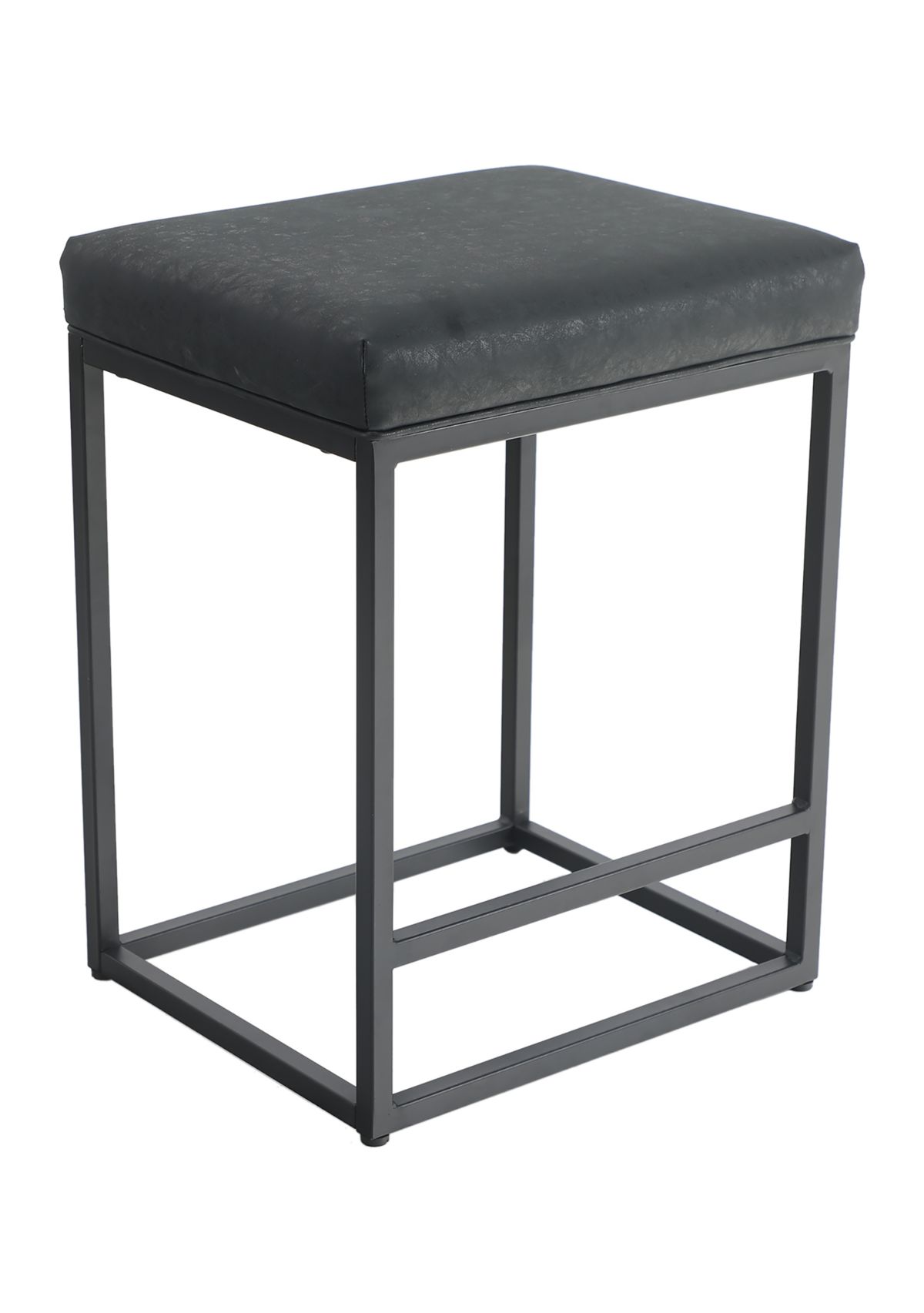 24 Inch Black PU Leather Counter Bar Stools Without Back, Set of 2