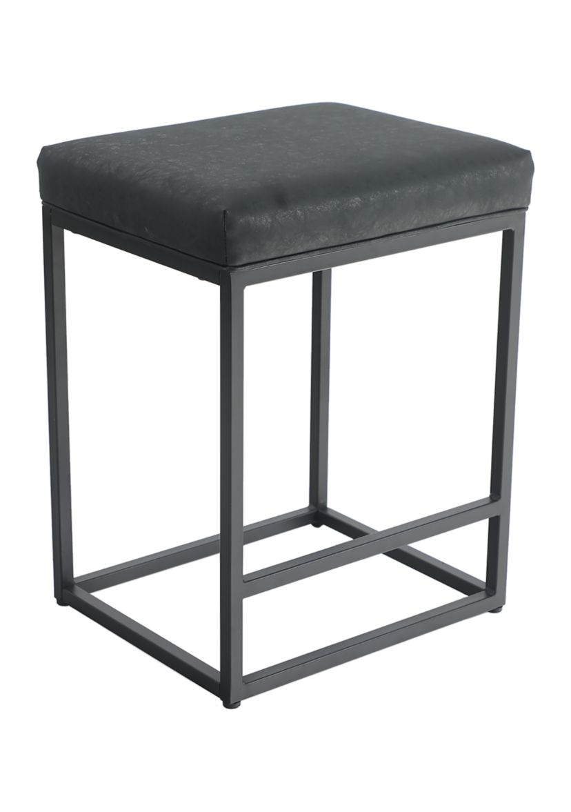 24 Inch Black PU Leather Counter Bar Stools Without Back, Set of 2