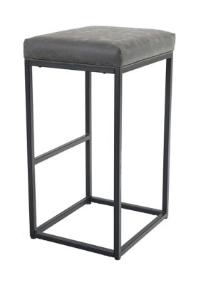 30 Inch Gray PU Leather Counter Barstools Without Back, Set of 2