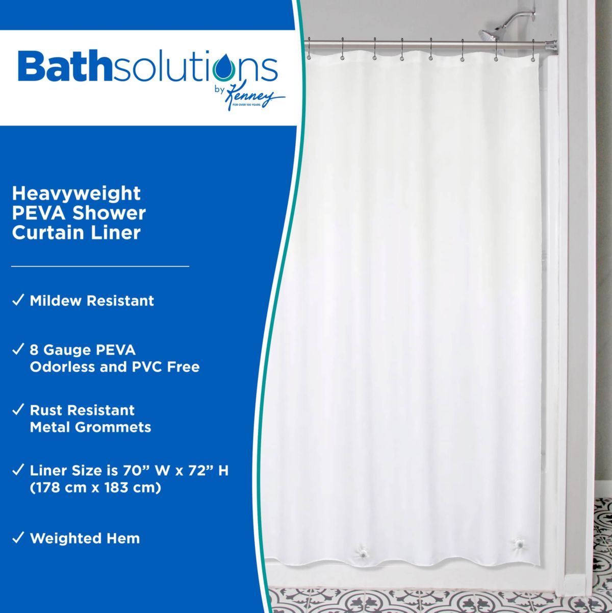 Kenney Heavyweight PEVA Shower Curtain Liner
