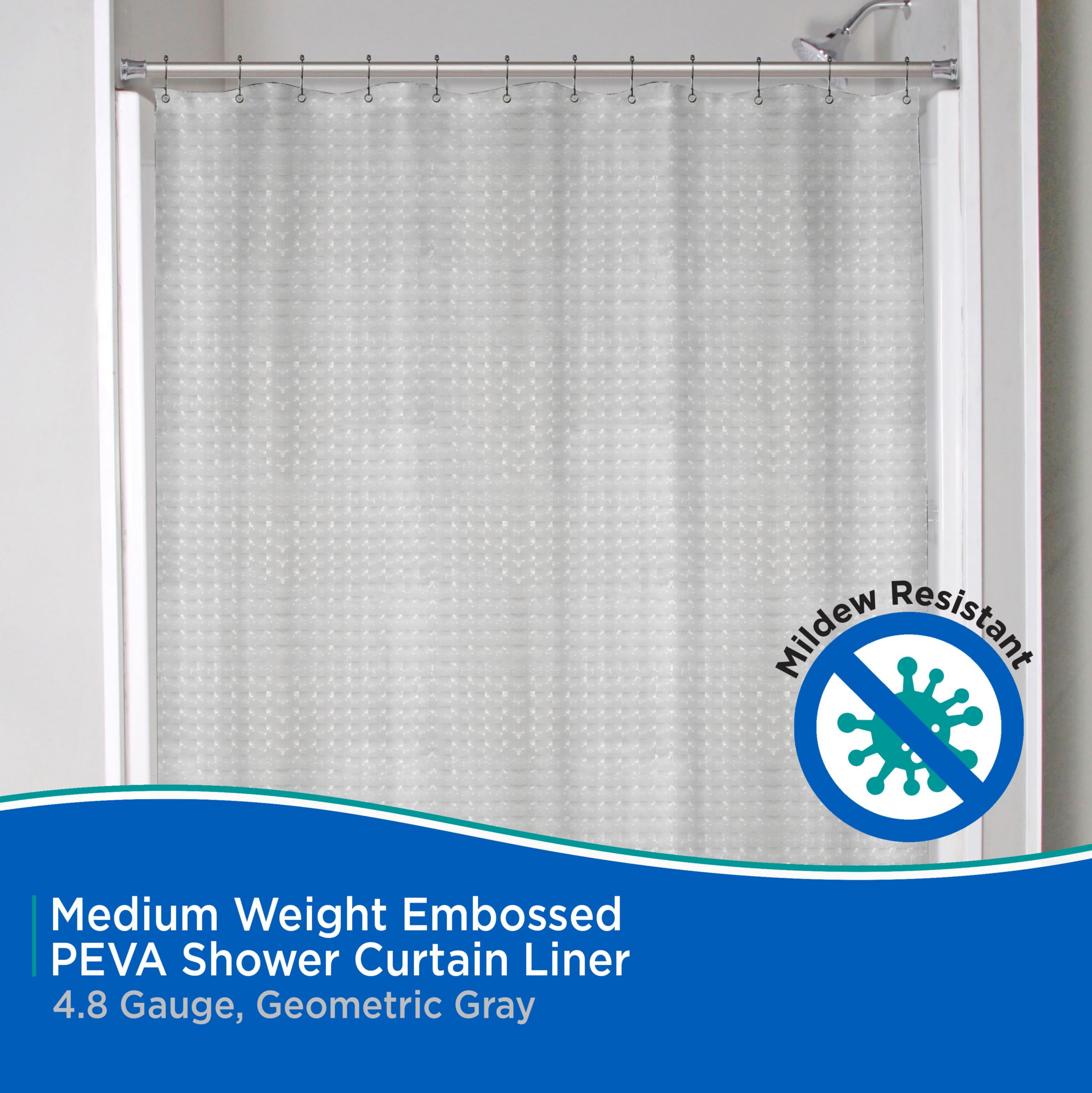 Kenney Medium Weight Embossed PEVA Shower Curtain Liner
