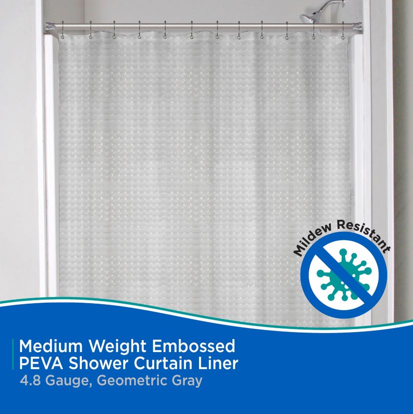 Kenney Medium Weight Embossed PEVA Shower Curtain Liner