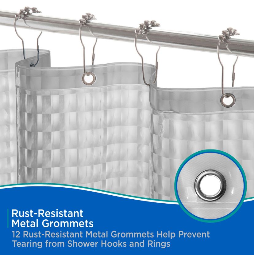 Kenney Medium Weight Embossed PEVA Shower Curtain Liner