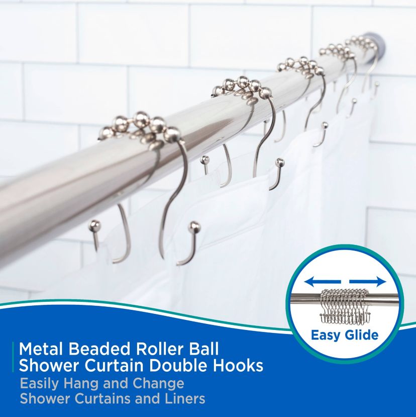 Kenney Beaded Roller Shower Curtain Double Hooks