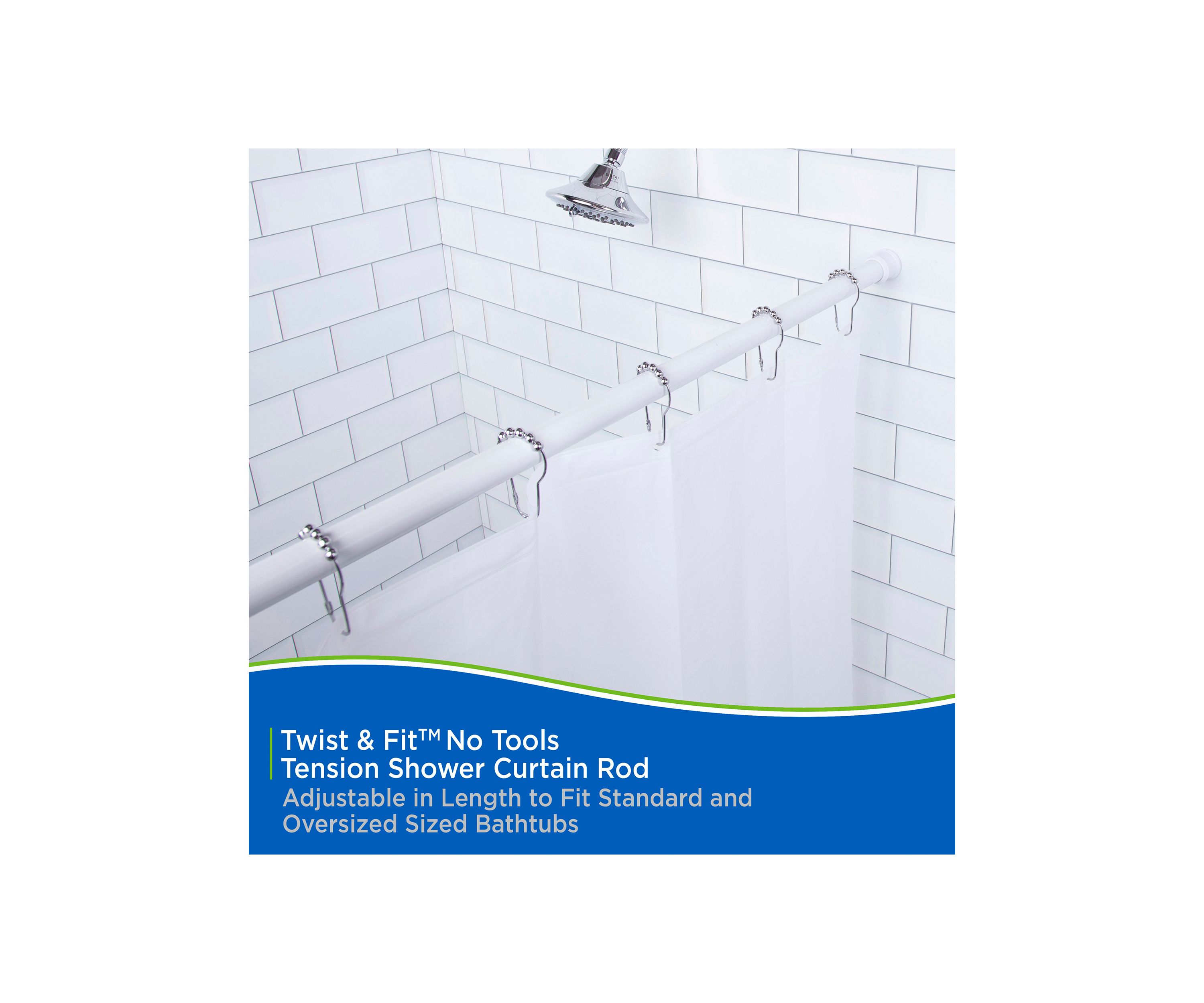 Kenney Twist & Fit No Tools Tension Shower Curtain Rod
