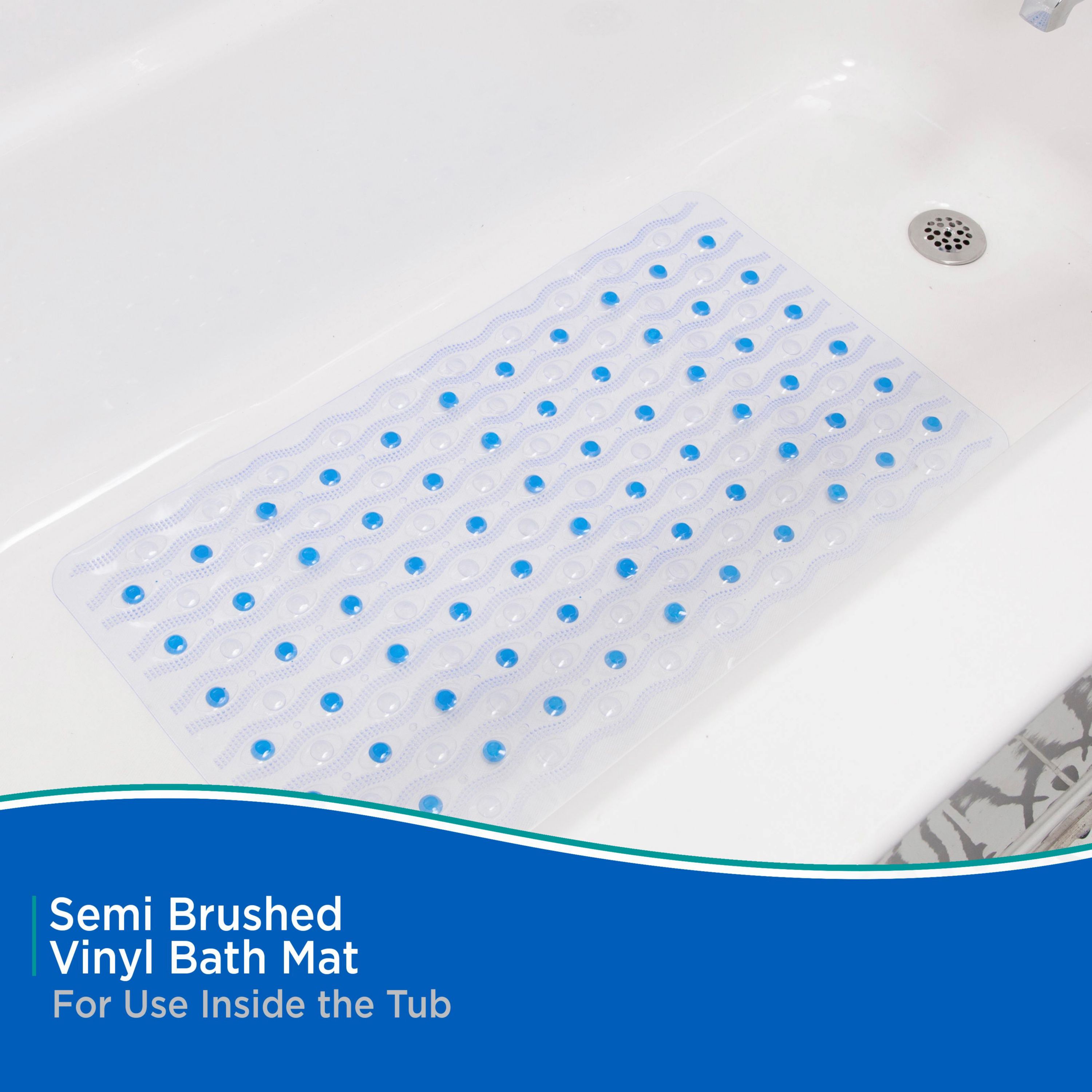 Kenney Semi-Brushed Bath, Shower, and Tub Mat with Suction Cups