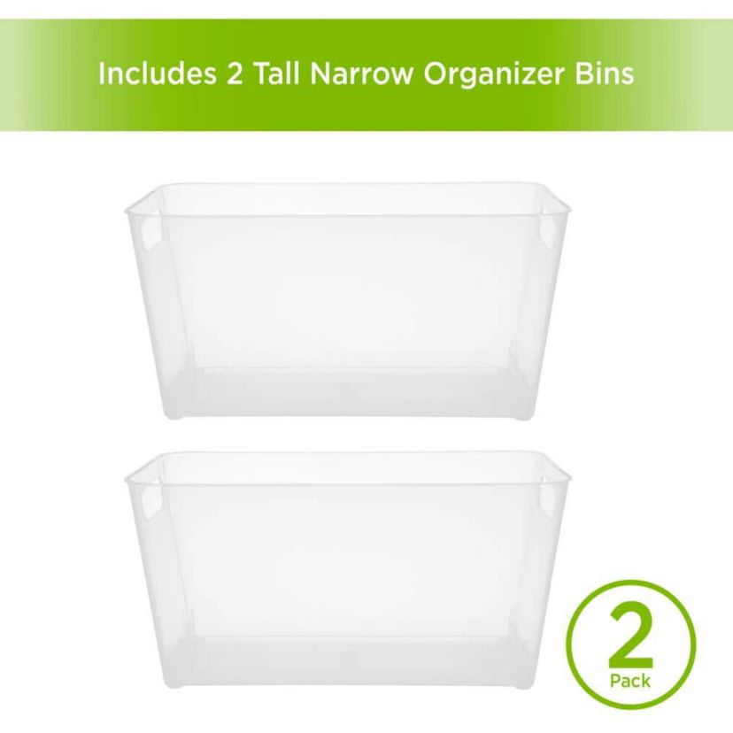Kenney Storage Made Simple Freestanding Tall Organizer Bin with Handles, Set of 2