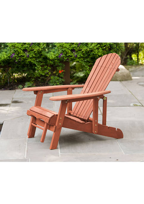 Leisure Season Reclining Adirondack Chair With Pull-Out Ottoman