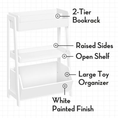 Kids 3-Tier Ladder Shelf with Bookrack and Toy Organizer