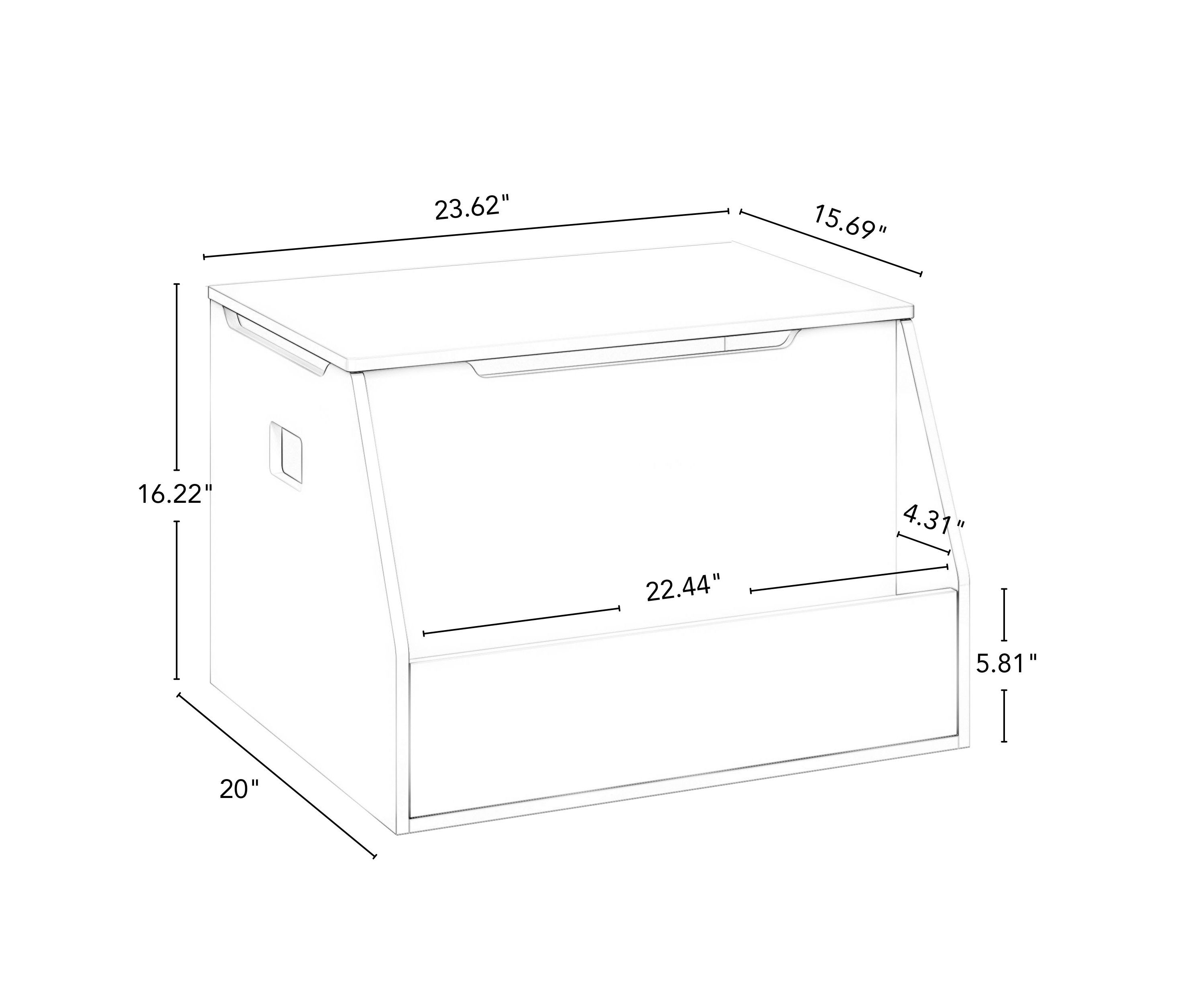 Kids Toy Storage Box with Front Bookrack - White